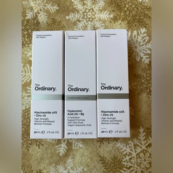 Ordinary 3 Pack- 1- Hyaluronic 1fl oz & 2- Niacinamide 1 fl oz each - Picture 1 of 8